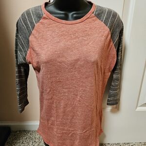 Women's Long Sleeve Raglan Top - Rust and Charcoal
